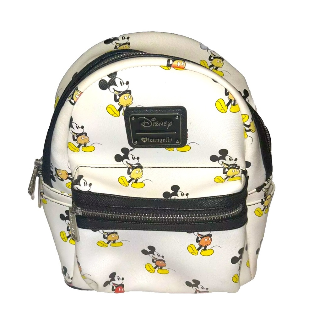 Disney Parks Loungefly Standing Backpack White Mickey Mouse Allover Print
